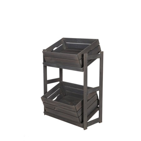 Regał Drewniany LSR – 2 półki na skrzynki – Szary