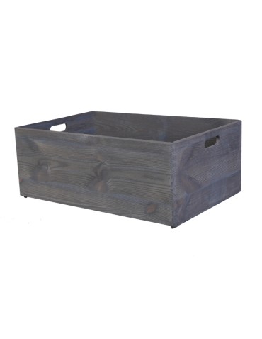 Sosnowa skrzynka 40x60x23 cm – z uchwytami — S-02 SZARA