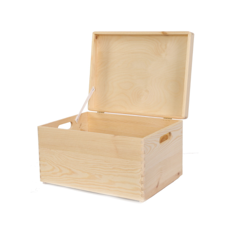 Skrzynka Drewniana z Pokrywą 23x40x30 cm ❏ Pełna z Uchwytami