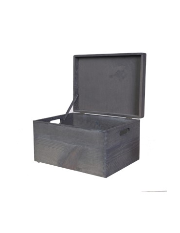 Skrzynka drewniana z pokrywą 23x40x30 cm ~ S-03 SZARA