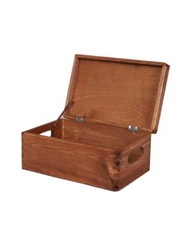 Drewniana skrzyneczka z wiekiem płaskim 13,5x30x20 cm ~ S-06 BRĄZ