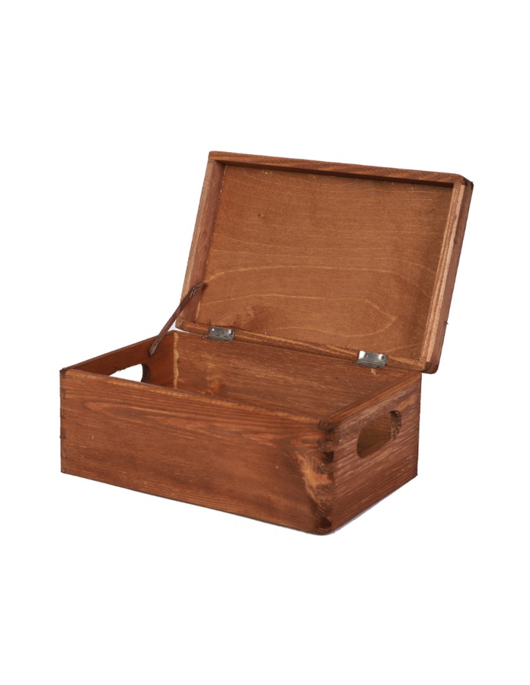 Skrzynki drewniane - Drewniana skrzyneczka z wiekiem płaskim 13,5x30x20 cm ~ S-06 BRĄZ - produkt MODO24.PL 1