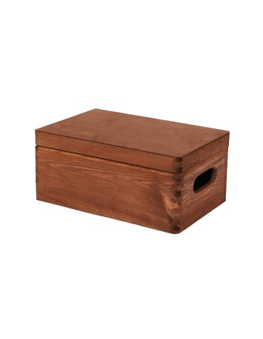 Skrzynki drewniane - Drewniana skrzyneczka z wiekiem płaskim 13,5x30x20 cm ~ S-06 BRĄZ - product 3