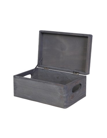 Drewniana skrzyneczka z wiekiem płaskim 13,5x30x20 cm ~ S-06 SZARY