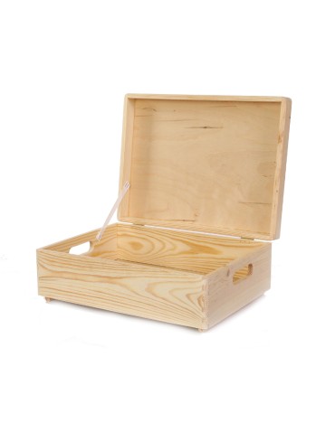 Drewniana skrzynka z wiekiem - 13,5x40x30 cm ~ S-08