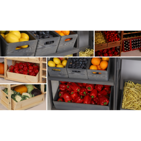 Drewniana skrzynka z wiekiem - 13,5x40x30 cm ~ S-08 SZARA