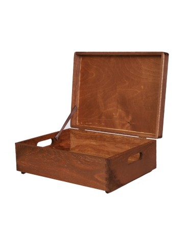 Drewniana skrzynka z wiekiem - 13,5x40x30 cm ~ S-08 BRĄZ