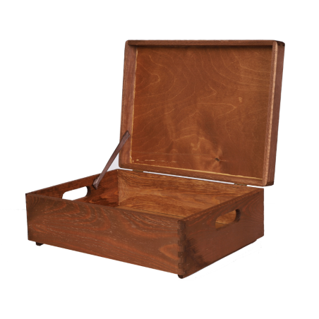 Drewniana skrzynka z wiekiem - 13,5x40x30 cm ~ S-08 BRĄZ