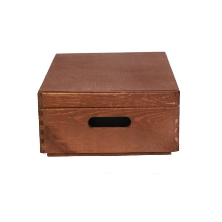 Drewniana skrzynka z wiekiem - 13,5x40x30 cm ~ S-08 BRĄZ