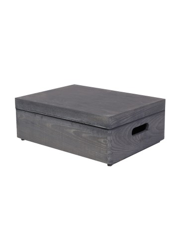 Dodatki i akcesoria - Drewniana skrzynka z wiekiem - 13,5x40x30 cm ~ S-08 SZARA - product 3