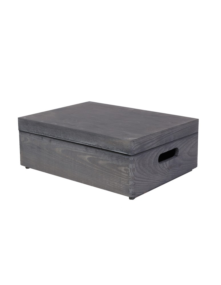 Dodatki i akcesoria - Drewniana skrzynka z wiekiem - 13,5x40x30 cm ~ S-08 SZARA - product MODO24.PL 3