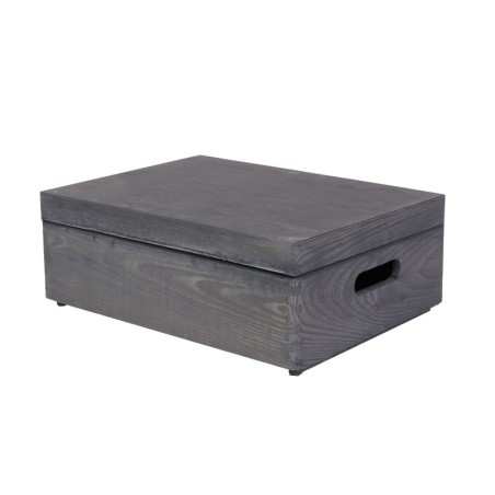 Drewniana skrzynka z wiekiem - 13,5x40x30 cm ~ S-08 SZARA