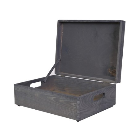 Drewniana skrzynka z wiekiem - 13,5x40x30 cm ~ S-08 SZARA