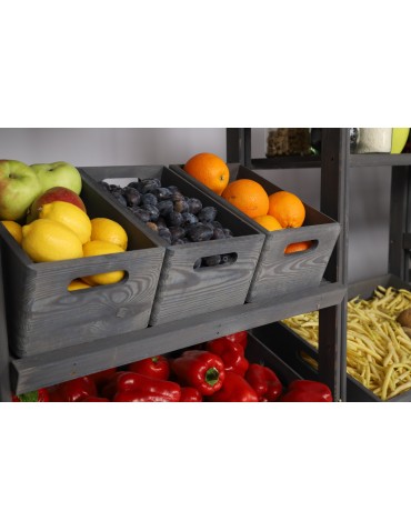 Skrzynki drewniane - Skrzynka na warzywa, owoce 60x40x13,5 cm ~ S-04 SZARA - product 11