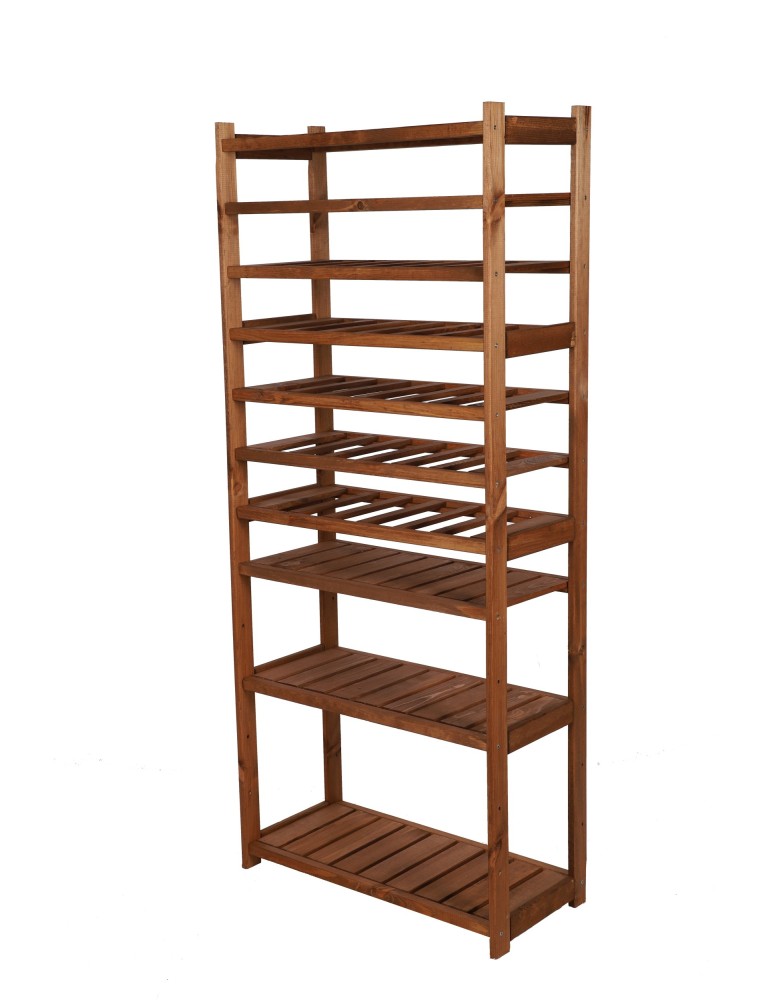 Regały/meble wielofunkcyjne - Regał Drewniany LSR 4 półki proste 6 PÓŁEK NA WINO – Brąz - product MODO24.PL 2