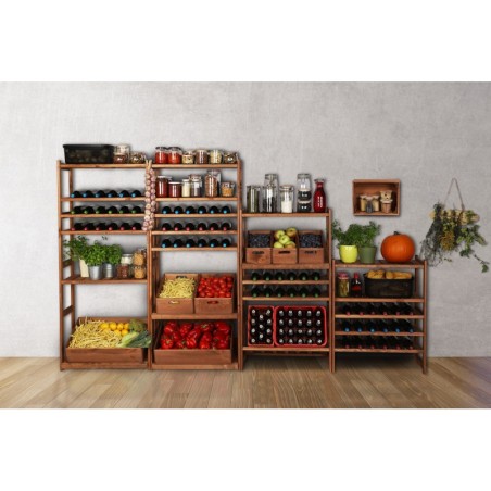 Regał Drewniany LSR 4 półki proste 6 PÓŁEK NA WINO – Brąz