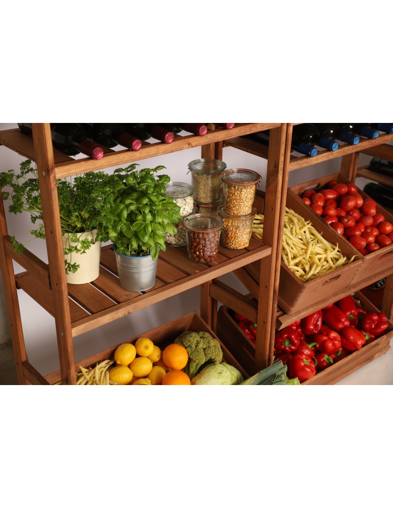 Regały/meble wielofunkcyjne - Regał Drewniany LSR 4 półki proste 6 PÓŁEK NA WINO – Brąz - product MODO24.PL 12