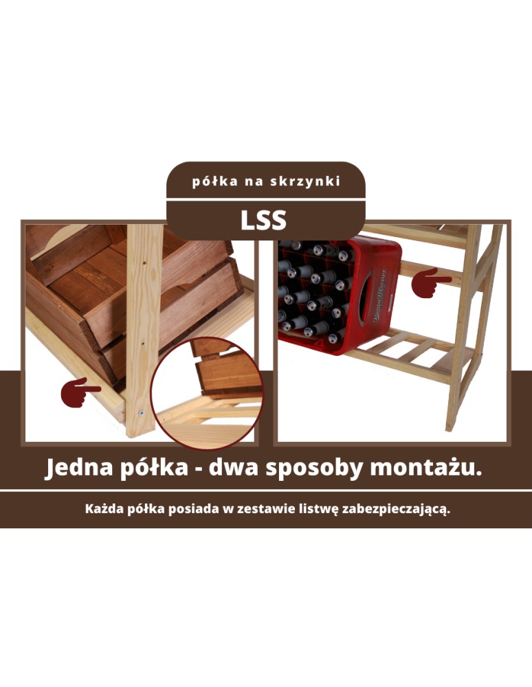 Regały/meble wielofunkcyjne - Regał Drewniany LSR 4 półki proste 6 PÓŁEK NA WINO – SZARY - product MODO24.PL 6