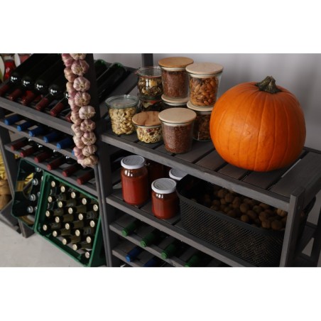 Regał Drewniany LSR 4 półki proste 6 PÓŁEK NA WINO – SZARY