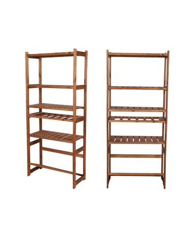 Regał Drewniany LSR półki mieszane 4 + 1 + 1 – brąz