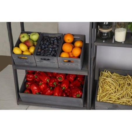 Regał Drewniany LSR półki mieszane 2 + 3 + 2 – szary