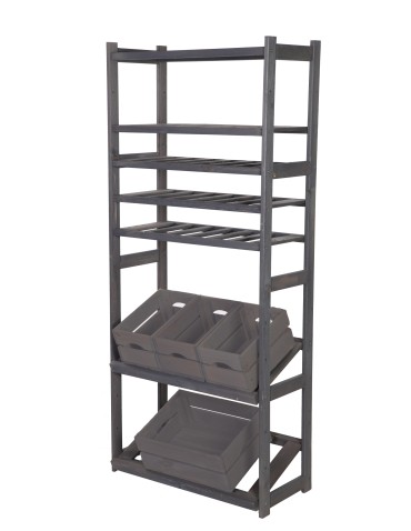 Regał Drewniany LSR półki mieszane 2 + 3 + 2 – szary - product 2