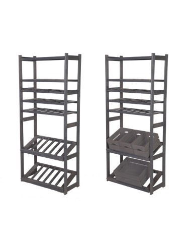 Regał Drewniany LSR półki mieszane 2 + 3 + 2 – szary