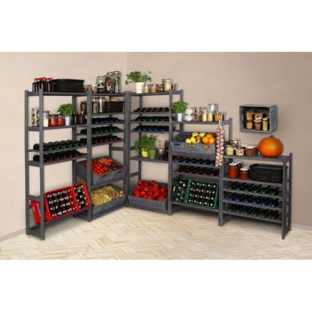 Regał Drewniany LSR półki mieszane 2 + 3 + 2 – szary