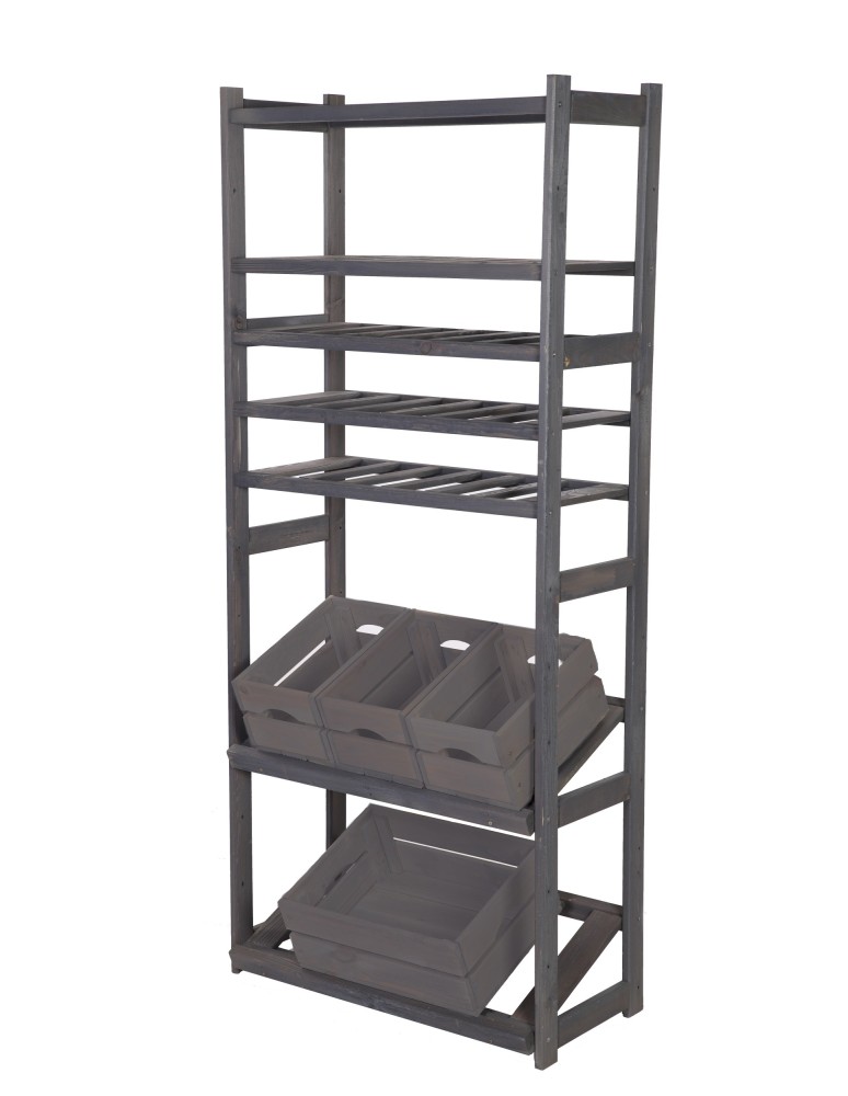 Regały/meble wielofunkcyjne - Regał Drewniany LSR półki mieszane 2 + 0 + 3 – szary - product MODO24.PL 2