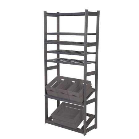 Regał Drewniany LSR półki mieszane 2 + 0 + 3 – szary