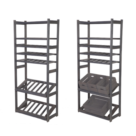 Regał Drewniany LSR półki mieszane 2 + 0 + 3 – szary