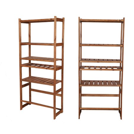 Regał Drewniany LSR półki mieszane 2 + 0 + 3 – brąz