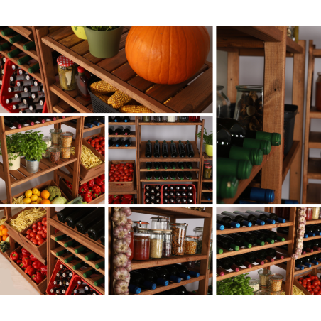 Regał Drewniany LSR – półki mieszane 3 + 2 + 1 – brąz