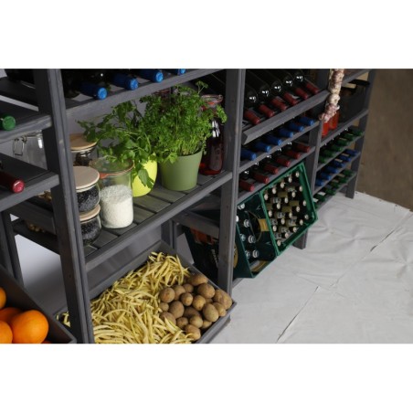 Regał Drewniany LSR – półki mieszane 2 + 3 + 1 – szary