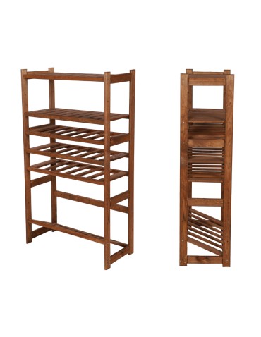 Regał Drewniany LSR – półki mieszane 2 + 3 + 1 – brąz