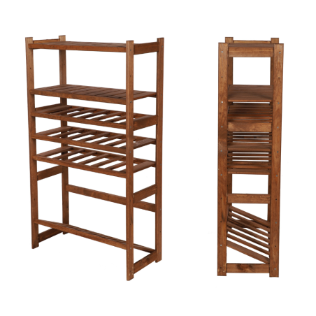 Regał Drewniany LSR – półki mieszane 2 + 3 + 1 – brąz