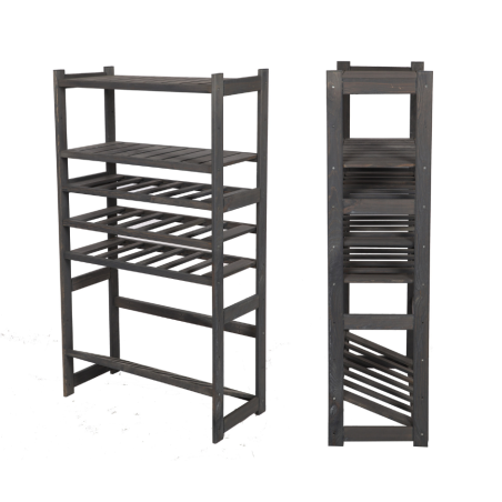 Regał Drewniany LSR – półki mieszane 2 + 3 + 1 – szary