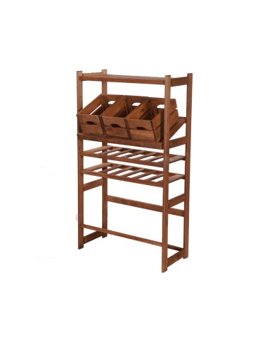 Regał Drewniany LSR – półki mieszane 1 + 2 + 2 – brąz