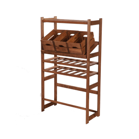 Regał Drewniany LSR – półki mieszane 1 + 2 + 2 – brąz