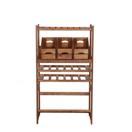 Regał Drewniany LSR – półki mieszane 1 + 2 + 2 – brąz