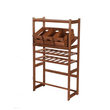 Regał Drewniany LSR – półki mieszane 1 + 2 + 2 – brąz