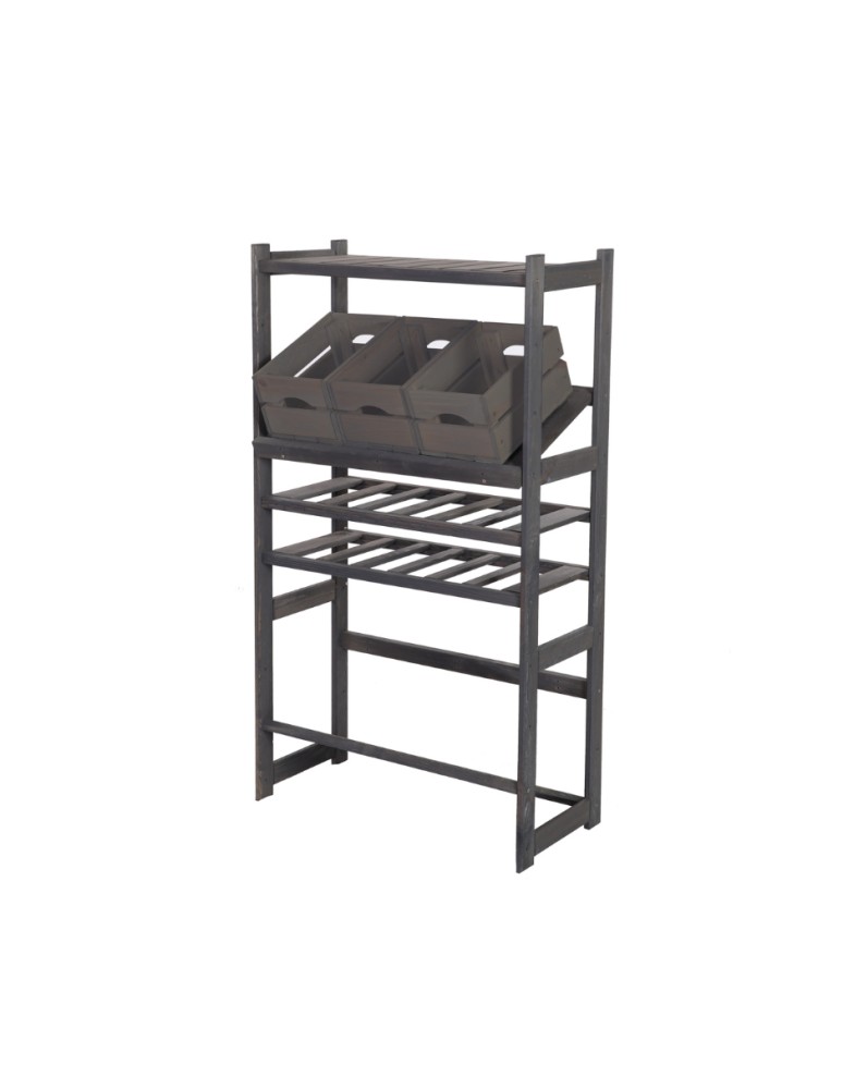 Regały/meble wielofunkcyjne - Regał Drewniany LSR – półki mieszane 1 + 2 + 2 – szary - product MODO24.PL 3