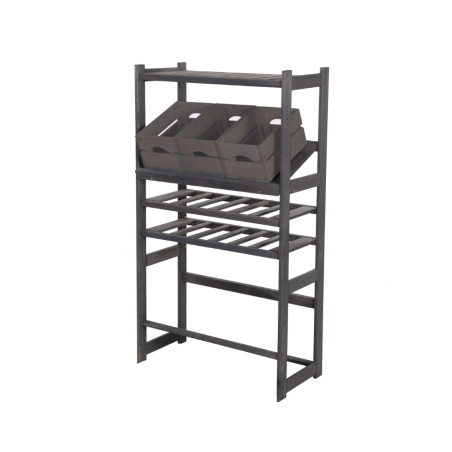 Regał Drewniany LSR – półki mieszane 1 + 2 + 2 – szary