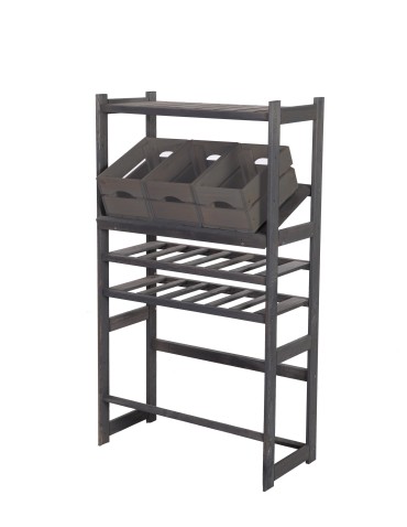 Regały/meble wielofunkcyjne - Regał Drewniany LSR – półki mieszane 1 + 2 + 2 – szary - product 7