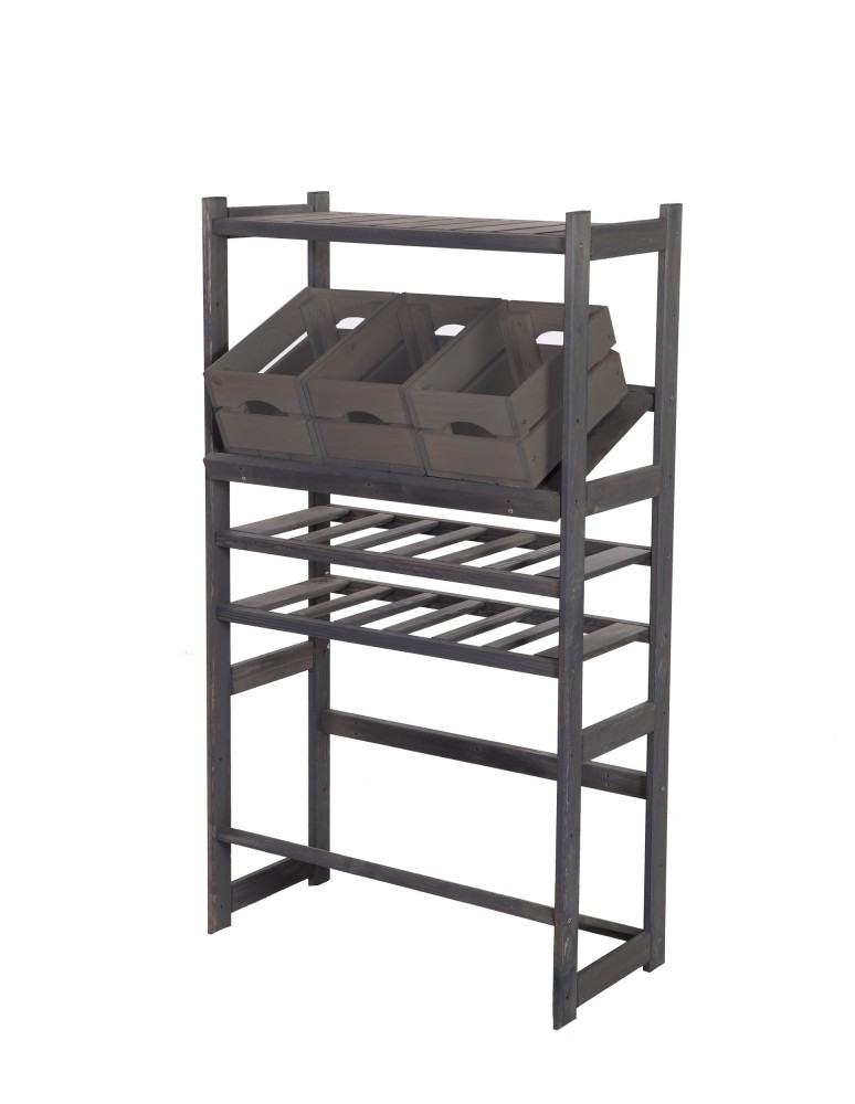 Regały/meble wielofunkcyjne - Regał Drewniany LSR – półki mieszane 1 + 2 + 2 – szary - product MODO24.PL 7