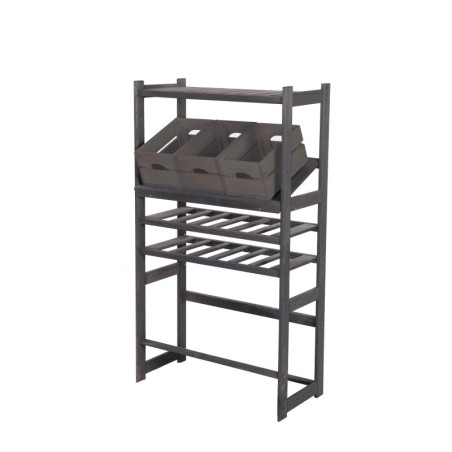 Regał Drewniany LSR – półki mieszane 1 + 2 + 2 – szary