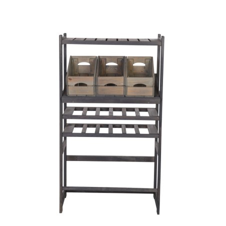 Regał Drewniany LSR – półki mieszane 1 + 2 + 2 – szary