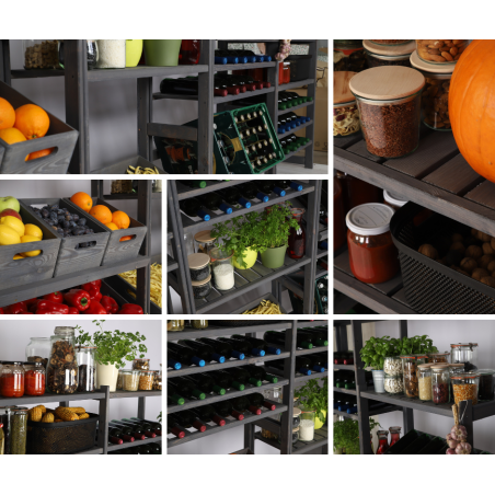 Regał Drewniany LSR – 10 półek na wino – szary