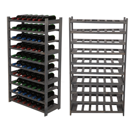 Regał Drewniany LSR – 10 półek na wino – szary