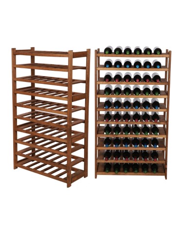 Regał Drewniany LSR – 10 półek na wino – brązowy